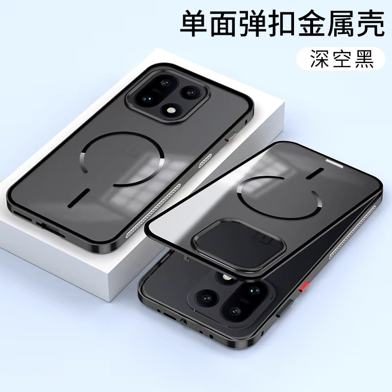 Magnetische MagSafe Schutzhülle für OnePlus 15 Ace und OnePlus 6 5 Pro aus Aluminiumlegierung und Acryl, Transparent/Titan - Bild 3
