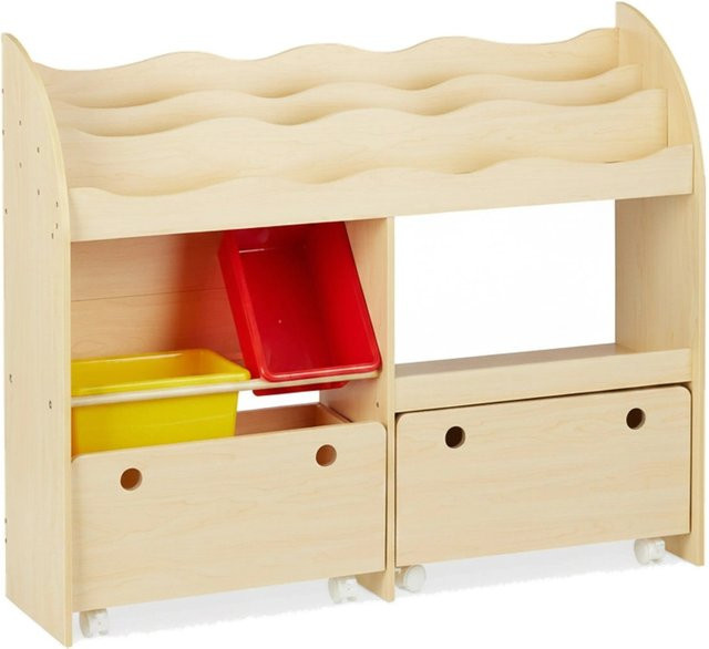 Relaxdays Kinderregal aus MDF und Kunststoff mit Rollen, Mehrfarbig, B: 88 cm, H: 108 cm, T: 29 cm - Bild 1