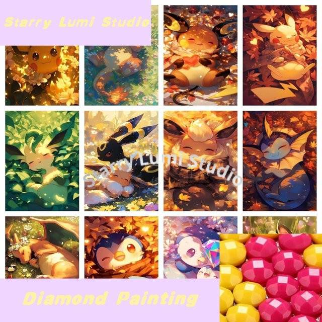 KAYOU Pokémon Diamant-Malset, rund, bunt - Bild 1