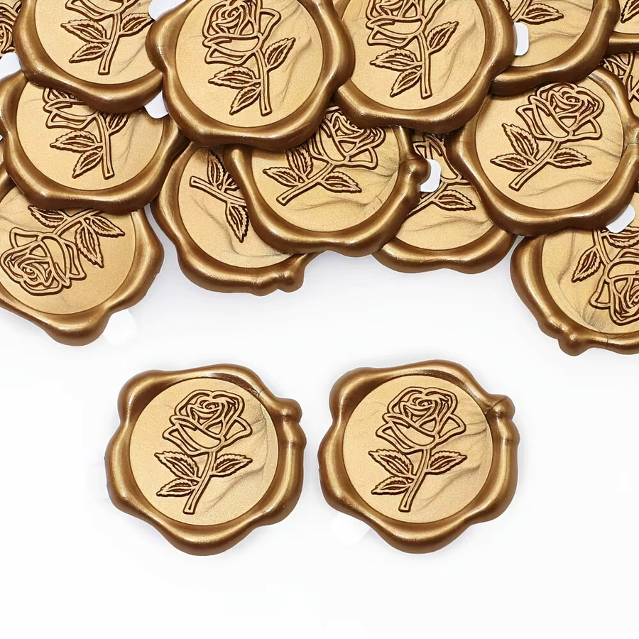 Selbstklebende Wachssiegel-Aufkleber mit Rosenmuster in Gold für DIY Hochzeit, Party und Kartenherstellung - Bild 4