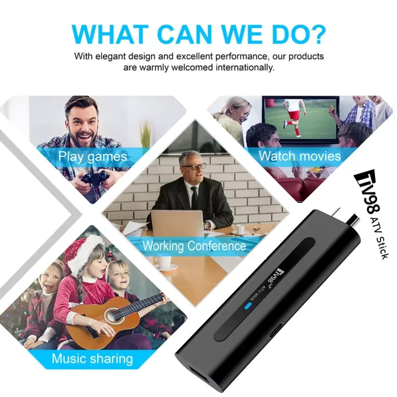 CLIBABIQBOX TV98 ATV Smart TV Stick mit 8K und 4K HD Unterstützung, Allwinner H313 Quad Core, 8GB RAM, 128GB Speicher, Dual WiFi6 und Bluetooth 5.0, inklusive Sprachfernbedienung, Schwarz - Bild 4