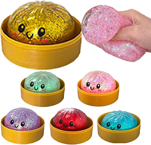 Bandai Sechsfarbige Glitzer-Dumplings mit Box, sensorisches Quetschspielzeug, multicolour - Bild 1