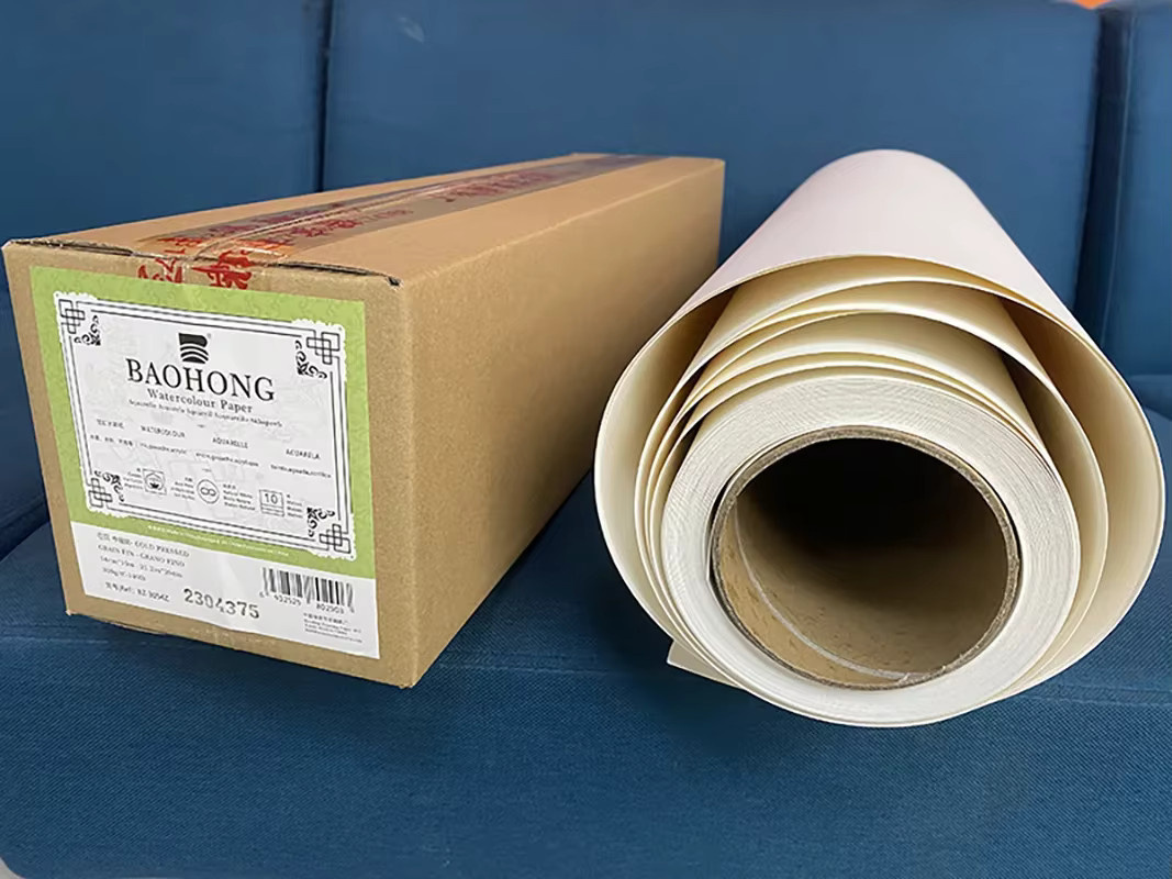 Baohong Aquarellpapierrolle aus 100 % Baumwolle, Weiß, Breite: 54 cm, Länge: 10 m, 300 g/m² - Bild 4