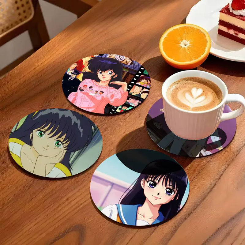 Anime Maison Ikkoku Holzuntersetzer mit Farbdruck, rund, mehrfarbig - Bild 4