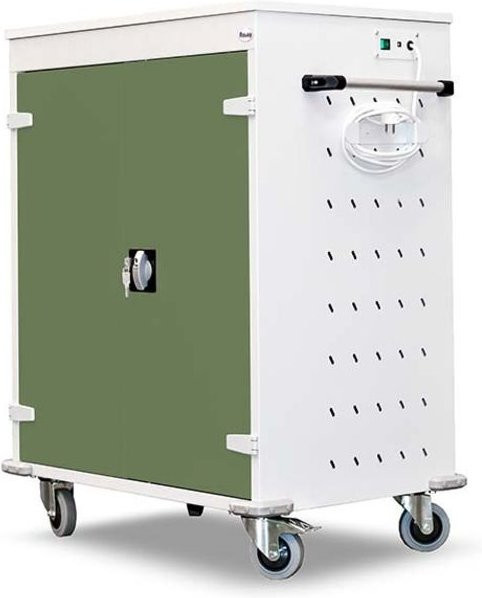 rotstahl Laptopwagen mit 16 Fächern in Hellgrün und lichtgrauem Korpus, B: 92 cm, H: 106 cm - Bild 1