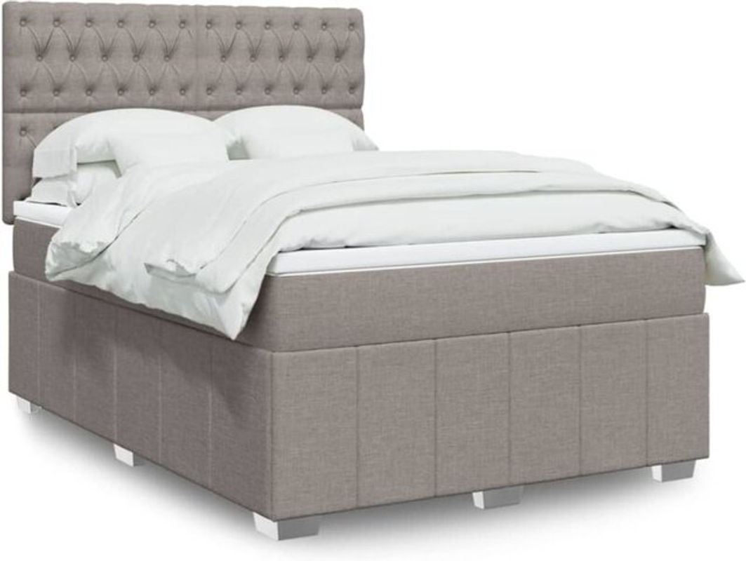 Vidaxl Boxspringbett mit Matratze aus Stoff in Taupe meliert, B/T/H: 160 x 200 x 140,5 cm - Bild 1