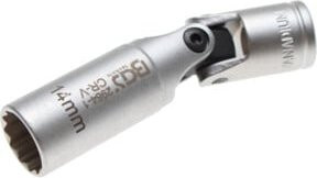 BGS Glühkerzen-Gelenk-Einsatz Zwölfkant mit 3/8 Zoll Innenvierkant Antrieb und 14 mm Schlüsselweite in Silber - Bild 1