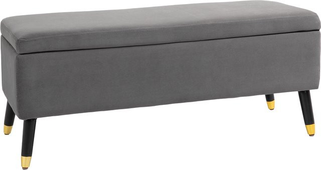HOMCOM Polsterbank mit Stauraum als Truhenbank aus Kautschukholz und Metall, Farbe Kohlegrau, B/T/H: 110 x 43 x 45 cm - Bild 1
