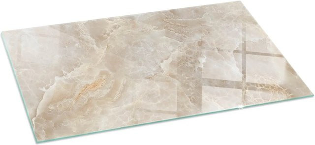 Tulup Glasplatte für Kaminöfen in Beige mit Natursteinmuster, B/T: 140 x 70 cm - Bild 1