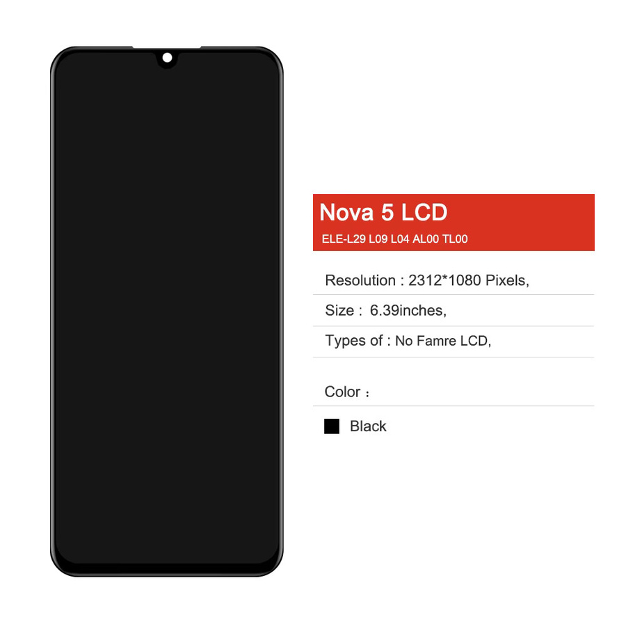 Huawei Nova 5 und Nova 5 Pro Ersatzdisplay Amoled Touchscreen Digitalisierer Baugruppe in Schwarz 6.39 Zoll für SEA-AL00 und SEA-AL10 - Bild 3