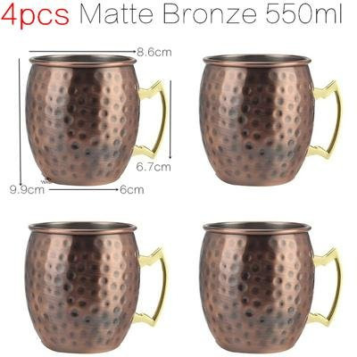 4er Set Moscow Mule Kupferbecher aus Edelstahl in Braun, 550 ml pro Becher - Bild 1