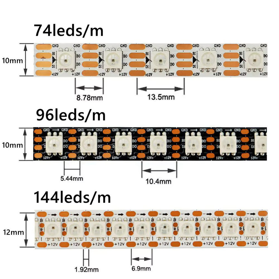 TNALANT WS2815 5050 RGBIC Smart LED-Streifen, individuell adressierbare SMD LEDs, Multicolour und Weiss, DC12V - Bild 2