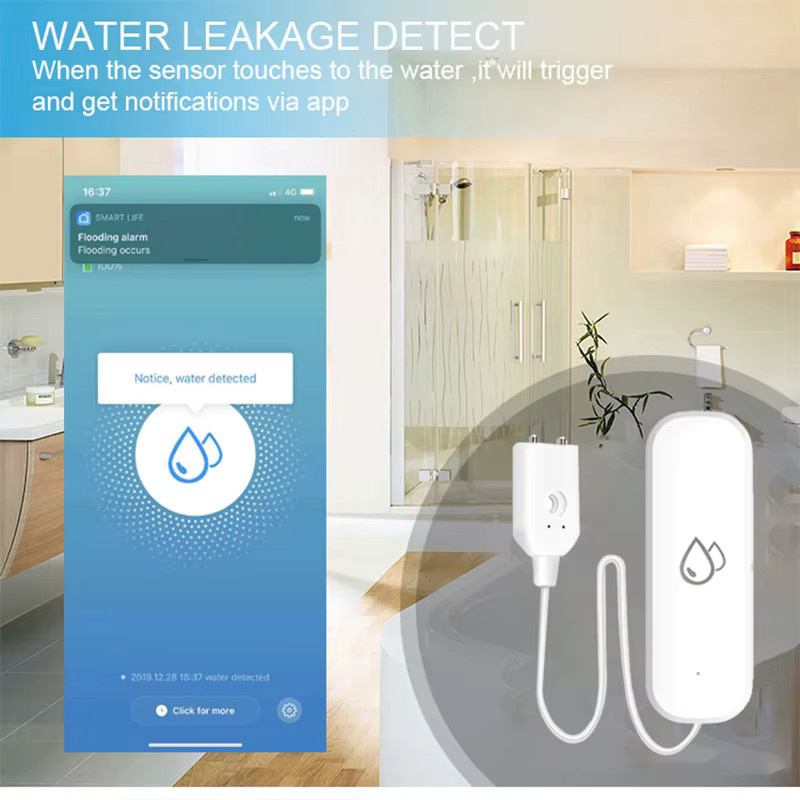 Tuya ZigBee 3.0 Intelligenter Wasserleck-Sensor in Weiß mit APP-Fernüberwachung und Überschwemmungsalarm - Bild 3