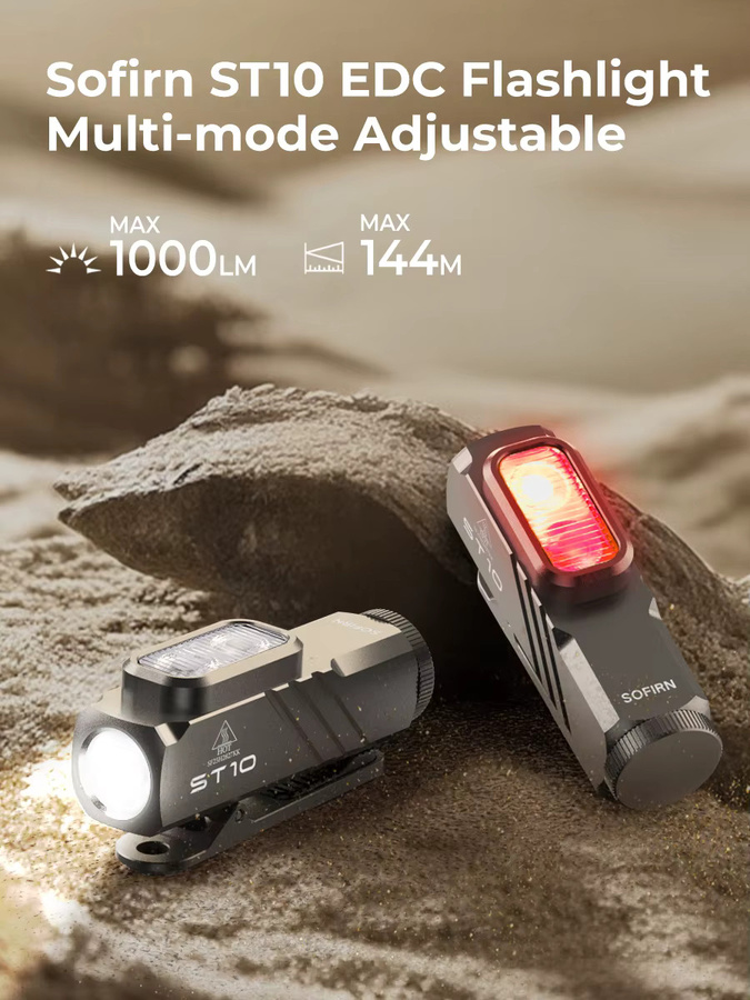 SOFIRN ST10 EDC-Taschenlampe mit 1000 Lumen, USB-C wiederaufladbar, rotes Licht und magnetischem Heck sowie Clip - Bild 6