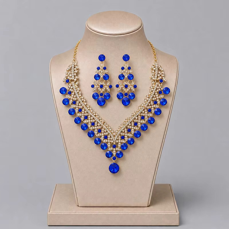 Cenmon Schmuck-Set Halskette, Ohrringe, vergoldet, Kristall - Bild 1