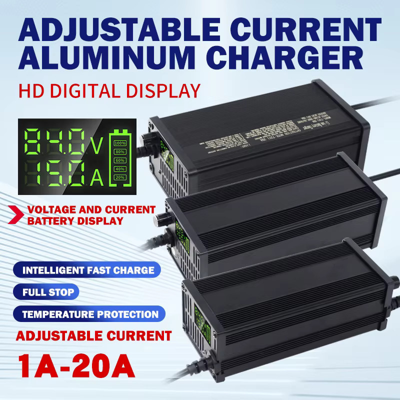 Luxuglow Einstellbares Lithium-Batterie-Ladegerät mit LCD-Display, 60V, 1-20A, für 16S bis 20S, Schwarz - Bild 3