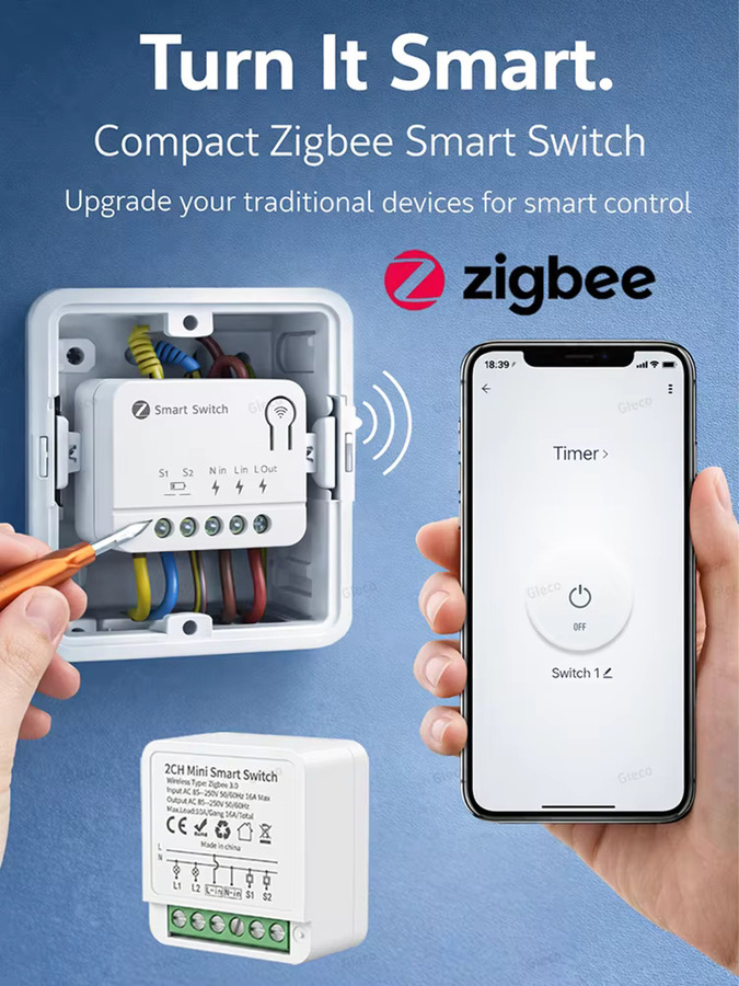 Coolo Zigbee Schaltmodul Extreme Mini Relais-Schalter in Weiß mit Tuya Smart Life und Sprachsteuerung über Amazon Alexa und Google Assistant für 220V - Bild 4