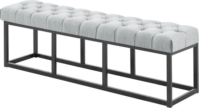 DELUKE Sitzbank MEXICO Polsterbank aus Stoff in Grau, B/T/H: 150 x 38 x 46 cm - Bild 1