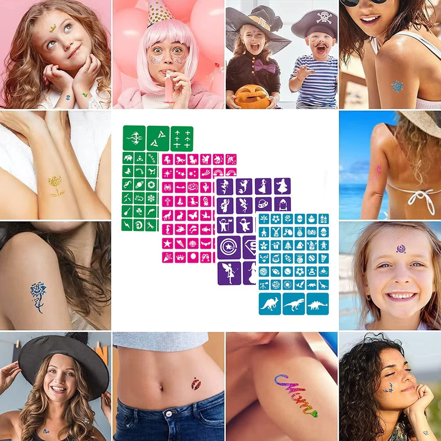 Temporäres Glitzer-Tattoo-Set, schimmernd, Unisex - Bild 4