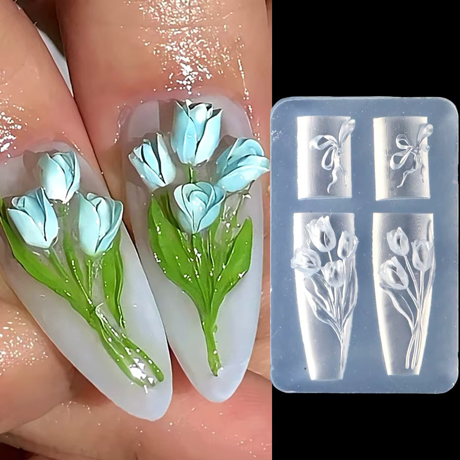 Full Beauty Tulpen-Nagelstempel, Silikonform für Nagelkunst, 3D-Prägung - Bild 2