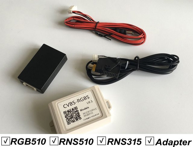 HIRIOT V 9,3 CVBS RGB Adapter und AV zu RGB Konverter für VW Volkswagen RNS510 RNS315 mit Flip Logo Kamera in Schwarz - Bild 1