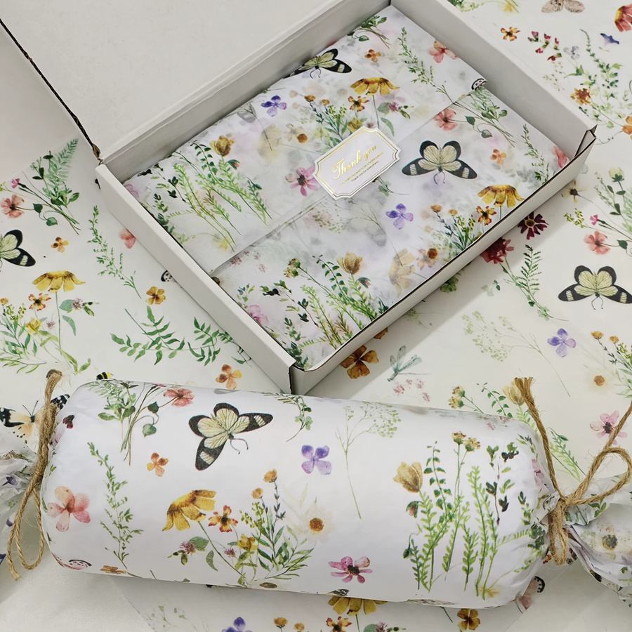 10 Blatt farbenfrohes Seidenpapier mit Schmetterlingsmuster in Mehrfarben für Geschenk- und Blumenstraußverpackungen - Bild 1