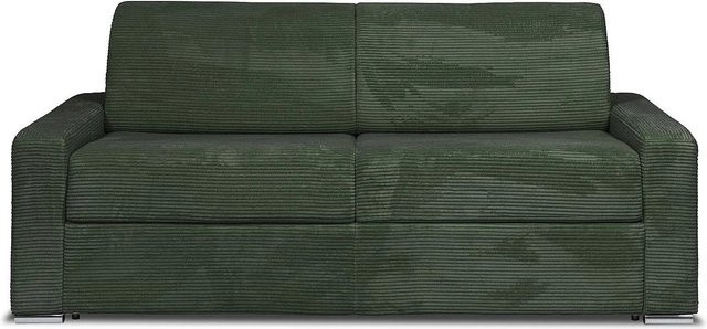 Vente-unique Schlafsofa Calito in Tannengrün mit Cord-Bezug und Schaumstoffpolsterung, Breite: 216 cm - Bild 1