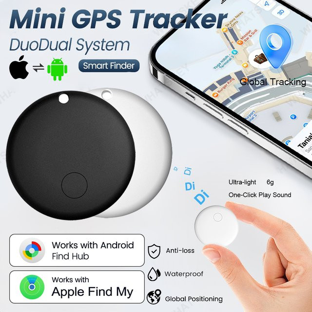 Peocke Dual-System GPS-Tracker für iOS und Android mit Bluetooth, Schwarz - Bild 1