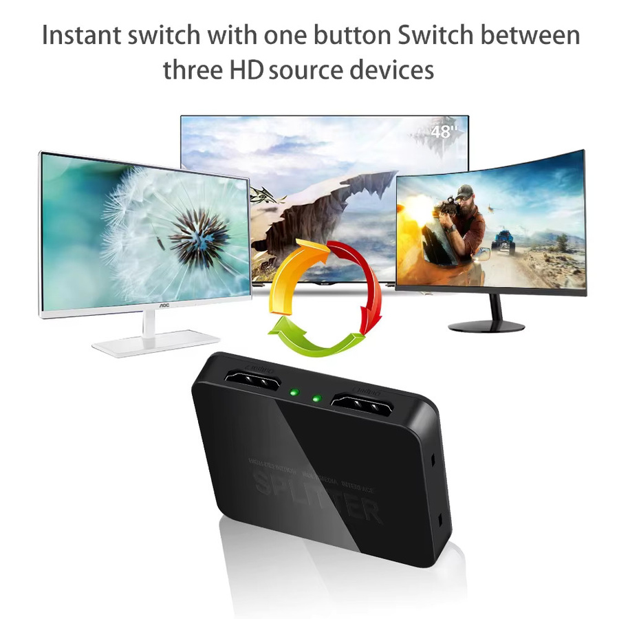 kebidumei HDMI Splitter Switch 1 auf 2 Aus 4K UHD Video-Verteiler in Schwarz - Bild 3