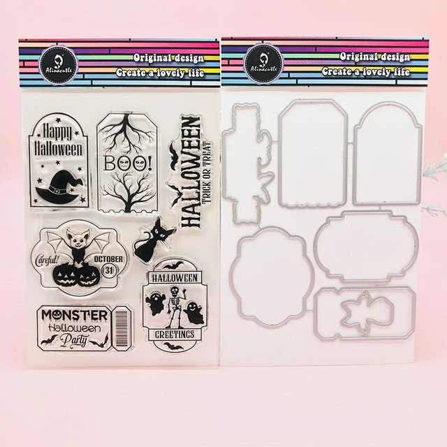 Alina Cutle Halloween-Tags transparente Silikonstempel für DIY Scrapbooking und Papierhandwerk - Bild 1