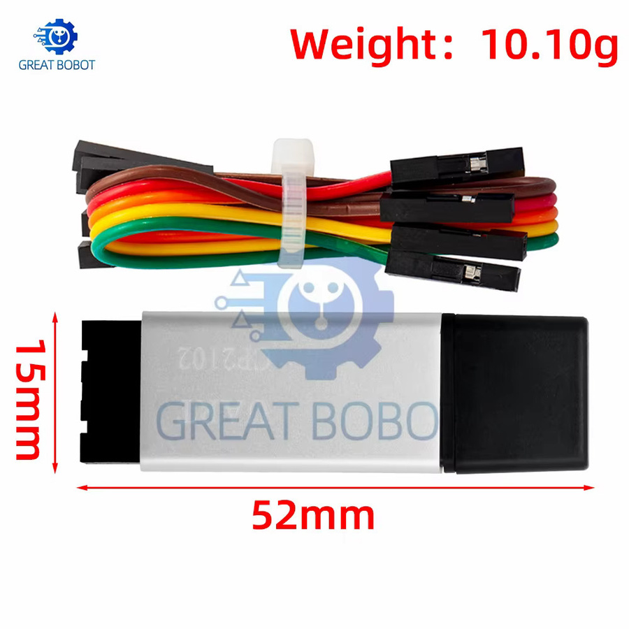 baishundianzi CP2102 USB 2.0 auf TTL UART-Modul in Silber mit Aluminiumgehäuse und 6-poligem seriellen Konverter als STC-kompatibler Ersatz für FT232-Module - Bild 2