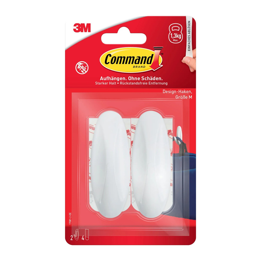 3M Command Designer-Haken-Set in Weiß, 6 Stück, mittelgroß - Bild 2