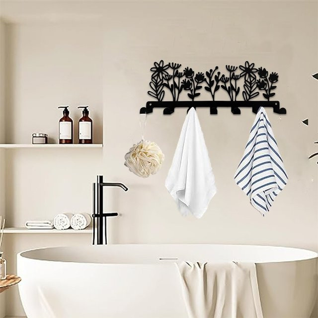 CIFBUY Wand-Organizer aus schwarzem Metall mit 7 rostfreien Haken zur Wandmontage - Bild 1
