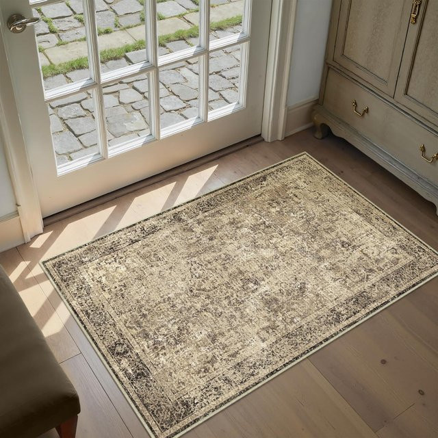 VIKAMA Waschbarer Teppich im orientalischen Stil aus Kunstkaschmir, rutschfeste Matte für Flur und Küche, Rechteckig, B/T/H: 60 x 40 x 1 cm - Bild 1