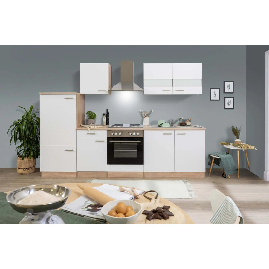 Respekta Küchenzeile LBKB270ESW modern in Weiß-Eiche Sonoma Sägerau ohne Elektrogeräte B/T/H: 270 x 60 x 200 cm - Bild 2