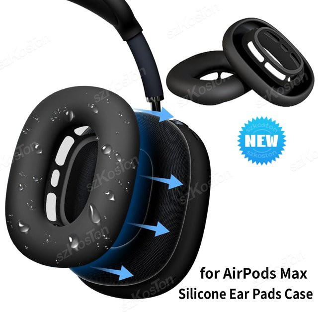 Schutzhülle für Apple AirPods Max Ohrpolster aus weichem Silikon, schweißfest und waschbar, in Blau oder Schwarz - Bild 1