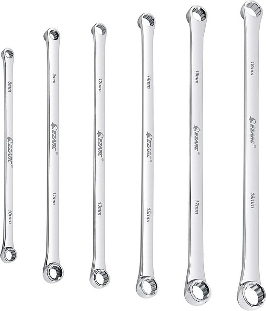 EZARC 6-teiliger Ringschlüssel-Satz aus Chrom-Vanadium in Silber, metrischer Kombinations-Schraubenschlüssel 8mm - 19mm - Bild 1