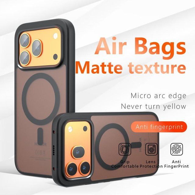 Stoßfeste magnetische kabellose Ladehülle für Honor 600 Pro in Transparent und Braun - Bild 1