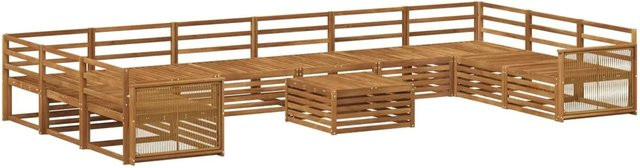 vidaXL Sofagarnitur aus Massivholz Akazie in Braun mit 11 Teilen und Latten-Design - Bild 1