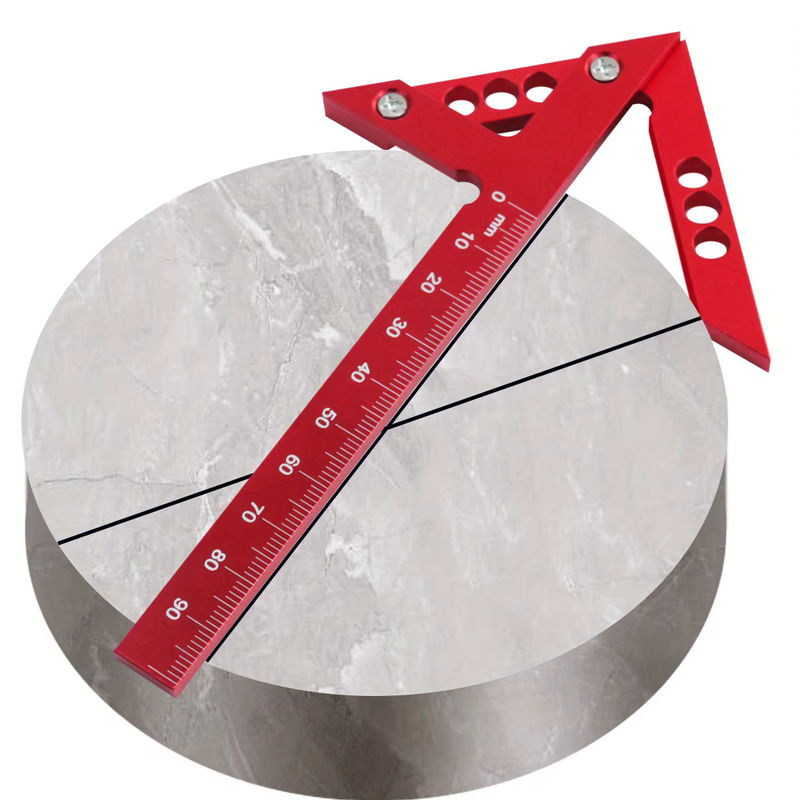 FNICEL Center Finder Winkel 45/90 Grad aus Aluminium in Rot für die Holzbearbeitung - Bild 3