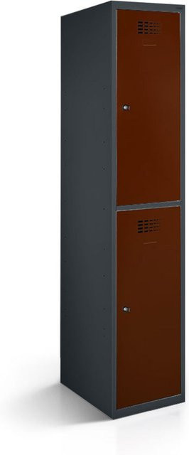 rotstahl Garderobenspind mit 2 Türen in Braun und anthrazitgrauem Korpus, B/T/H: 40 x 50 x 180 cm - Bild 1