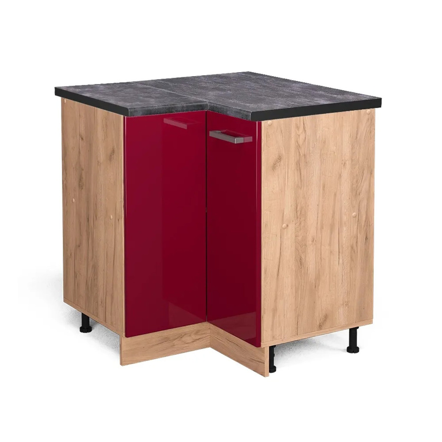 Vicco R-Line Eckunterschrank für die Küche in Anthrazit und Eiche Hochglanz mit Scharniertüren, B/T/H: 75,6 x 60,0 x 81,6 cm - Bild 2