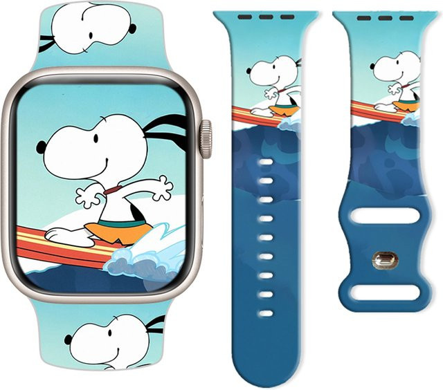 Potdemiel Beach Snoopy Silikonarmband für Apple Watch 11 10 9 kompatibel mit 46 mm, 44 mm, 42 mm, 41 mm - Bild 1