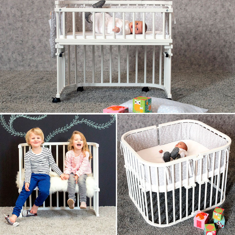 Babybay Beistellbett Boxspring XXL aus massivem Buchenholz in Weiss, B/T: 105 x 59 cm - Bild 3