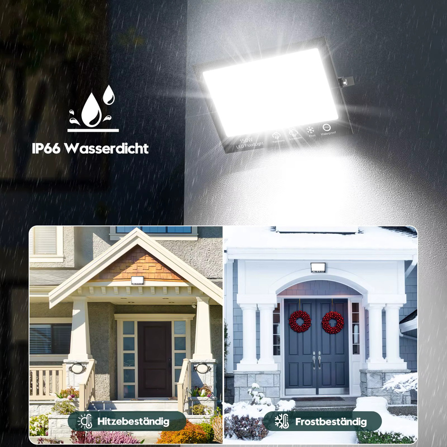 Wasserdichter LED-Flutlicht Strahler in Schwarz, 100 W, IP66 COB Außenleuchte für Garten und Wand - Bild 7