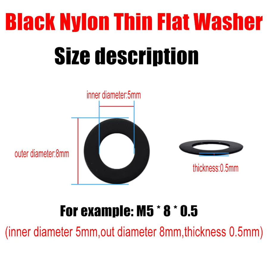 EN XIXIAN Flache Nylon Unterlegscheiben Schwarz Runde Kunststoff-Dichtung Isolierend und Verschleißfest - Bild 3