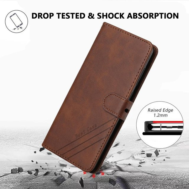 Leder Klapphülle für Motorola Edge 70 Fusion als magnetische Brieftaschenabdeckung in Braun - Bild 1