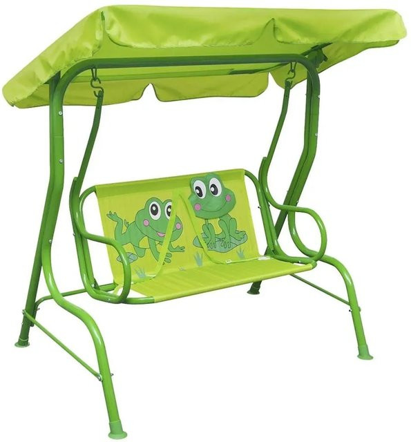 vidaXL Kinder-Hollywoodschaukel in Grün mit Sonnendach aus Stahlrohr und Polyester - Bild 1