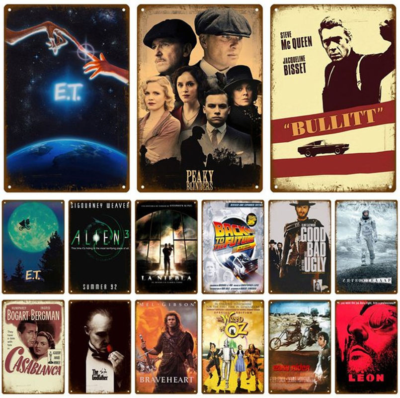 Vintage Kino Film Metallschild im Retro-Design für deine Wanddekoration, mehrfarbig, B/H/T: 30 x 20 x 0,3 cm - Bild 1
