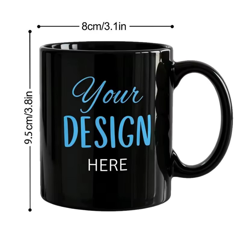 Personalisierte Keramik-Kaffeetasse von ARTGAT in Schwarz und Weiß mit Foto, Text oder Logo, 330 ml - Bild 3